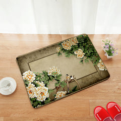 Flower Print Mat Wooden Background Home Decor