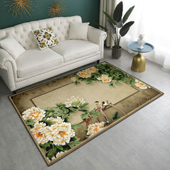 Flower Print Mat Wooden Background Home Decor