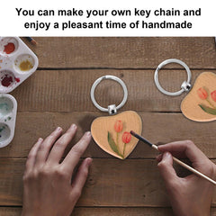 12pcs Heart Wooden Key Chain DIY Christmas Ornaments