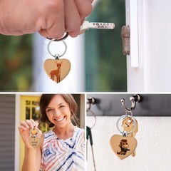 12pcs Heart Wooden Key Chain DIY Christmas Ornaments