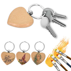 12pcs Heart Wooden Key Chain DIY Christmas Ornaments