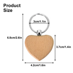 12pcs Heart Wooden Key Chain DIY Christmas Ornaments