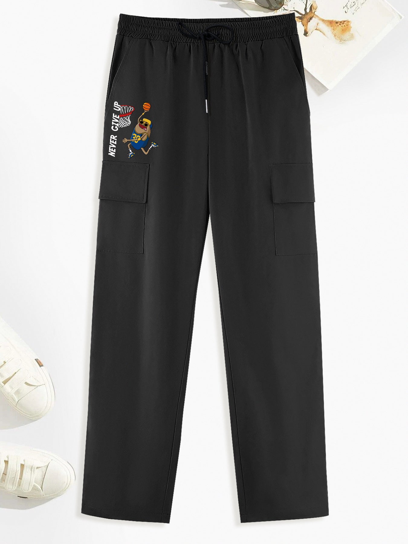 Men's FOREVER Print Cargo Pants with Drawstring