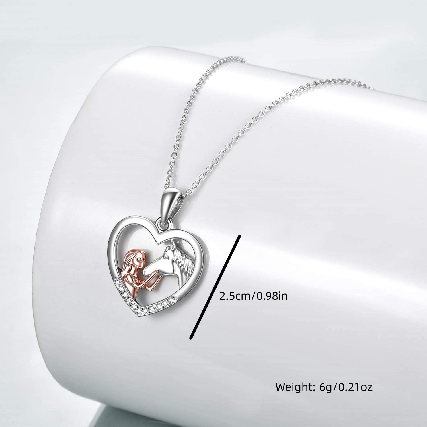 Girl's To My Granddaughter Girl And Horse Heart Pendant Necklace Card Jewelry