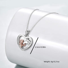 Girl's To My Granddaughter Girl And Horse Heart Pendant Necklace Card Jewelry