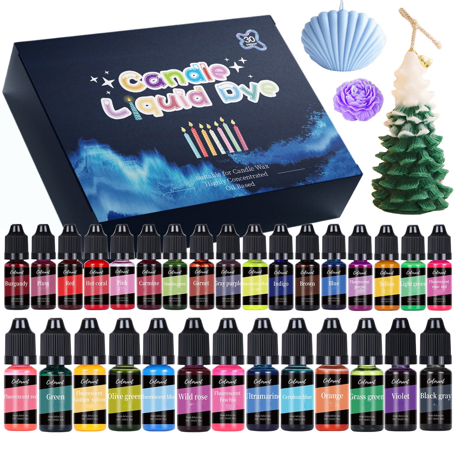 30-Piece Candle Dye Kit - Liquid Colorants for DIY Candles
