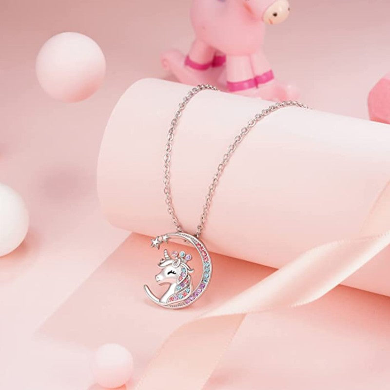 Unicorn Pendant Necklace & Card Jewelry Set