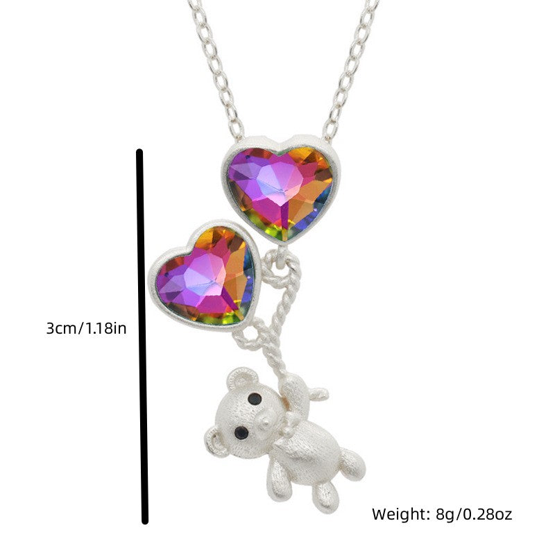 Granddaughter Message Necklace with Cartoon Bear Pendant & Card
