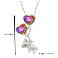 Granddaughter Message Necklace with Cartoon Bear Pendant & Card