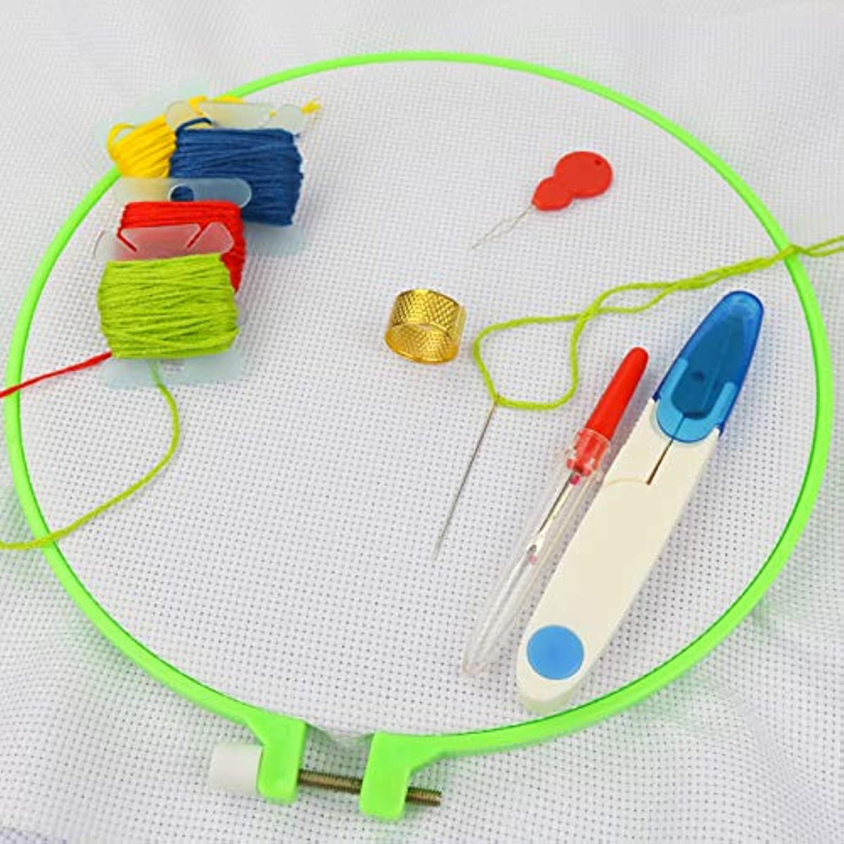 6pcs Embroidery Hoops Plastic Circle Cross Stitch Hoop Ring Multicolor