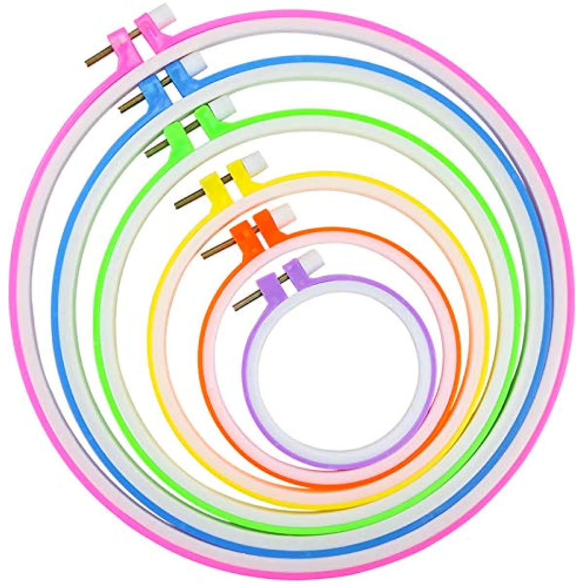 6pcs Embroidery Hoops Plastic Circle Cross Stitch Hoop Ring Multicolor
