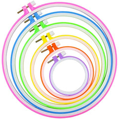 6pcs Embroidery Hoops Plastic Circle Cross Stitch Hoop Ring Multicolor