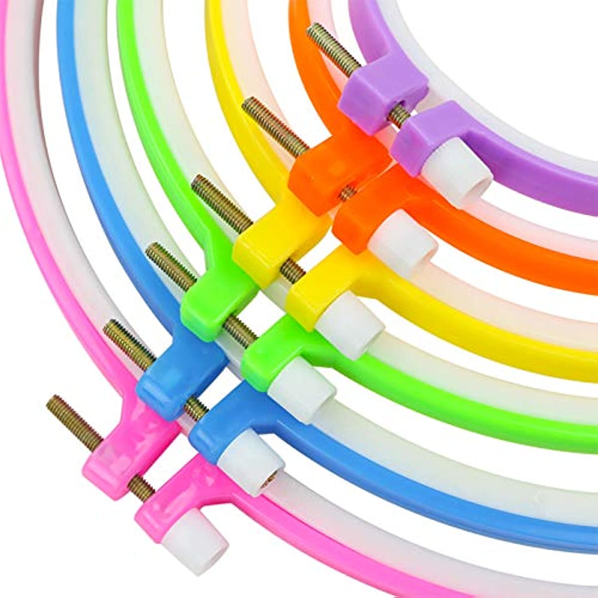 6pcs Embroidery Hoops Plastic Circle Cross Stitch Hoop Ring Multicolor