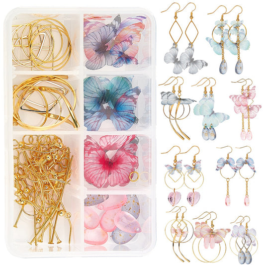 DIY Dangle Earring Kit Polyester Fabric Wings Crafts Decoration