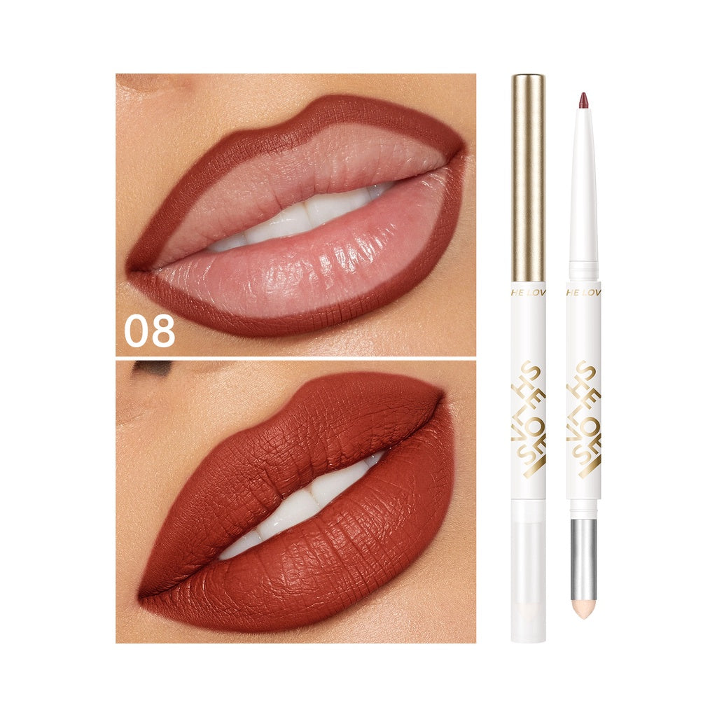 Double Headed Lip Liner Pencil with 8 Colors Lipstick