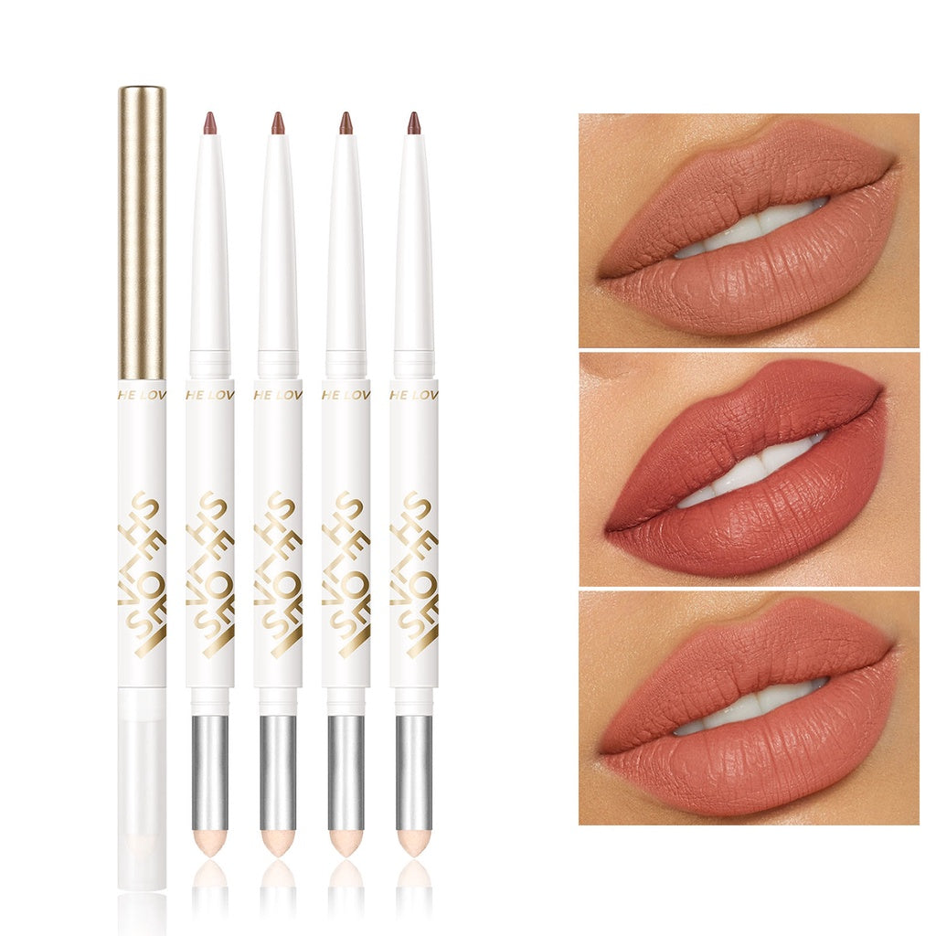 Double Headed Lip Liner Pencil with 8 Colors Lipstick