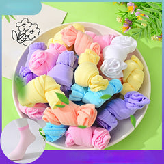 3pcs Kids Candy Thin Short Tube Socks, Striped Girls' Stocking for Spring Summer