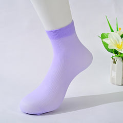 3pcs Kids Candy Thin Short Tube Socks, Striped Girls' Stocking for Spring Summer