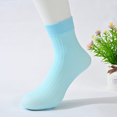 3pcs Kids Candy Thin Short Tube Socks, Striped Girls' Stocking for Spring Summer