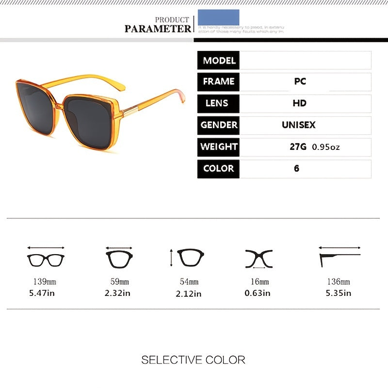 Cat Eye Sunglasses Large Mirror Lens UV400