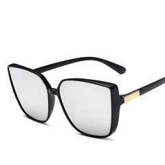 Cat Eye Sunglasses Large Mirror Lens UV400