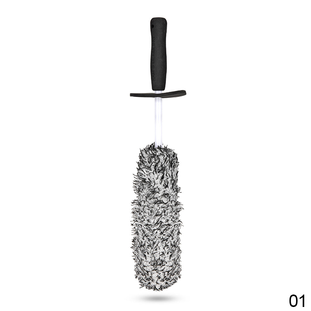 Car Wheel Brush with Non Slip Handle - Easy Cleaning for Rims & Spokes