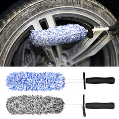 Car Wheel Brush with Non Slip Handle - Easy Cleaning for Rims & Spokes