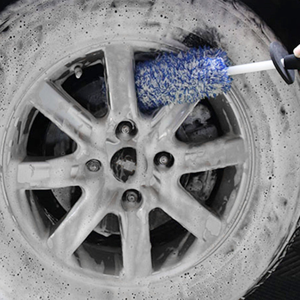 Car Wheel Brush with Non Slip Handle - Easy Cleaning for Rims & Spokes
