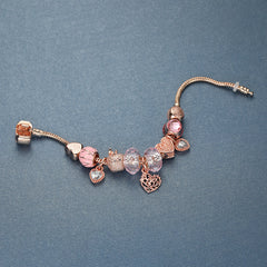 Rose Life Tree Bracelet with Stone and Pink Beads - Perfect for Any Occasion