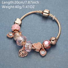 Rose Life Tree Bracelet with Stone and Pink Beads - Perfect for Any Occasion