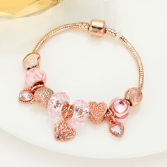 Rose Life Tree Bracelet with Stone and Pink Beads - Perfect for Any Occasion