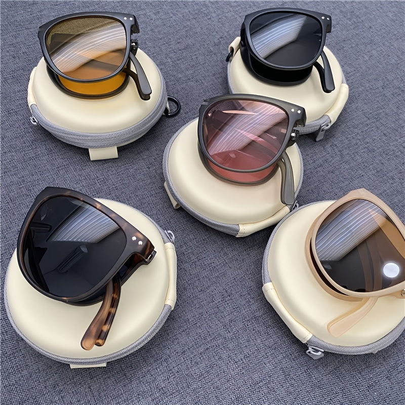 Polarized Folding Sunglasses Travel Eyewear Women Ladies Stylish Square