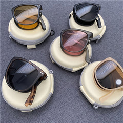 Polarized Folding Sunglasses Travel Eyewear Women Ladies Stylish Square