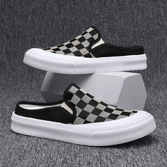 Men's Plaid Slip On Skate Shoes Lightweight Breathable Casual Walking Shoes