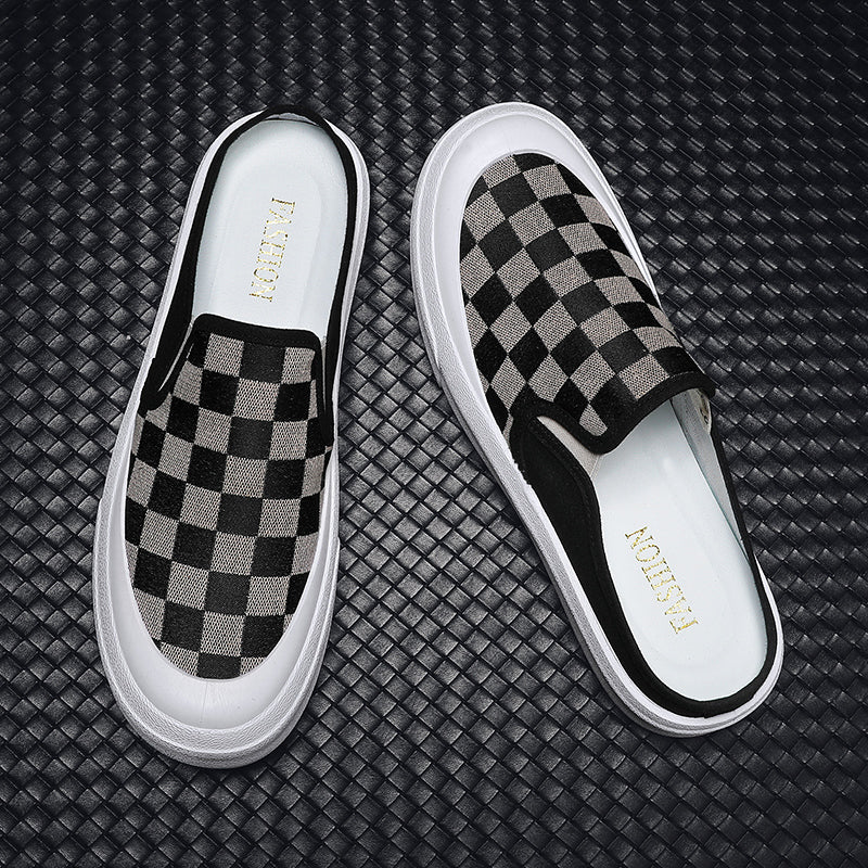Men's Plaid Slip On Skate Shoes Lightweight Breathable Casual Walking Shoes