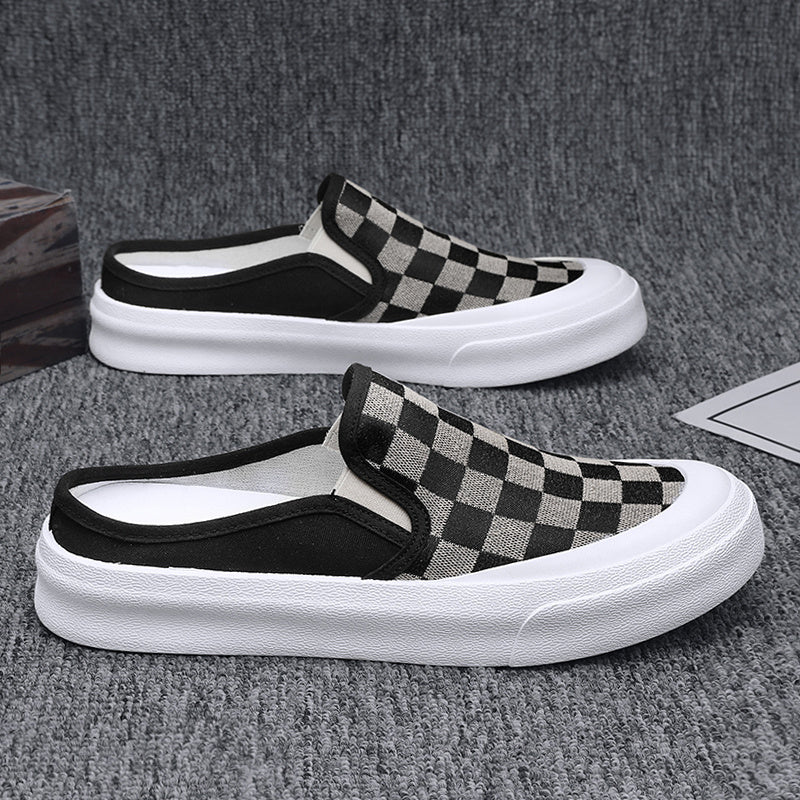 Men's Plaid Slip On Skate Shoes Lightweight Breathable Casual Walking Shoes