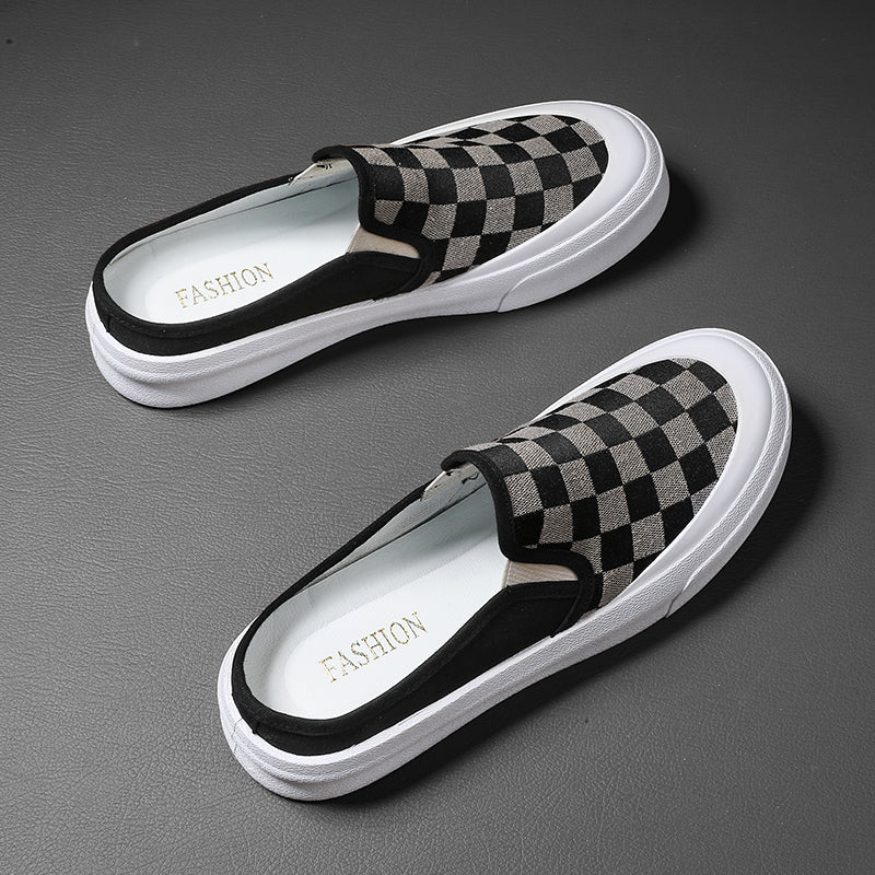Men's Plaid Slip On Skate Shoes Lightweight Breathable Casual Walking Shoes