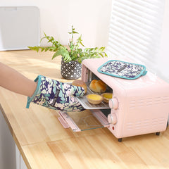 2pcs Doughnuts Printed Oven Mitts And Pot Holder Heat Resistant Gloves