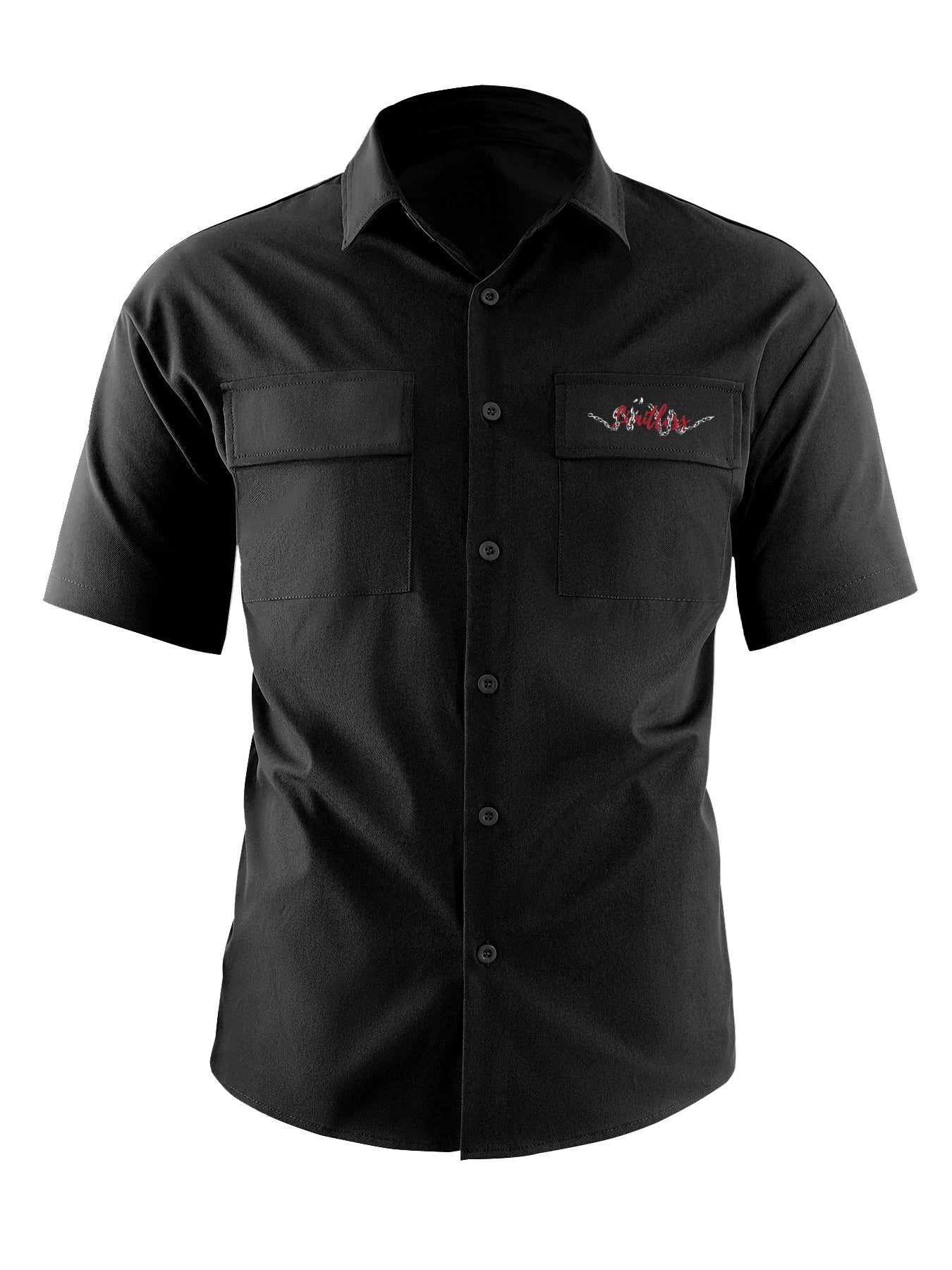 Letter & Baseball Bear Print Casual Short Sleeve Shirt with Chest Pockets