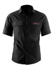 Letter & Baseball Bear Print Casual Short Sleeve Shirt with Chest Pockets