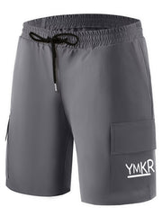 Bear Pattern Cargo Shorts Men's Casual Pocket Waist Drawstring Cargo Shorts