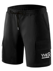 Bear Pattern Cargo Shorts Men's Casual Pocket Waist Drawstring Cargo Shorts