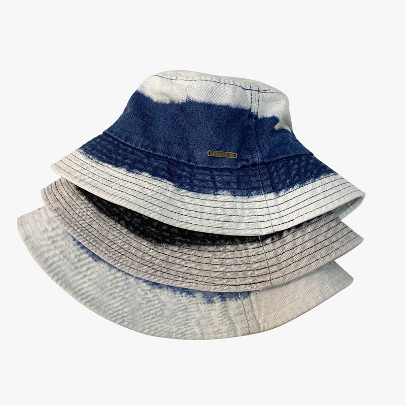 Washed Gradient Denim Bucket Hat Hip Hop Distressed Couple Basin Hat