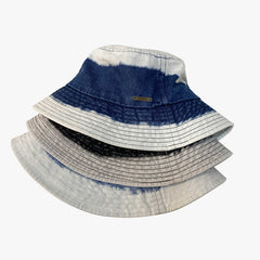 Washed Gradient Denim Bucket Hat Hip Hop Distressed Couple Basin Hat
