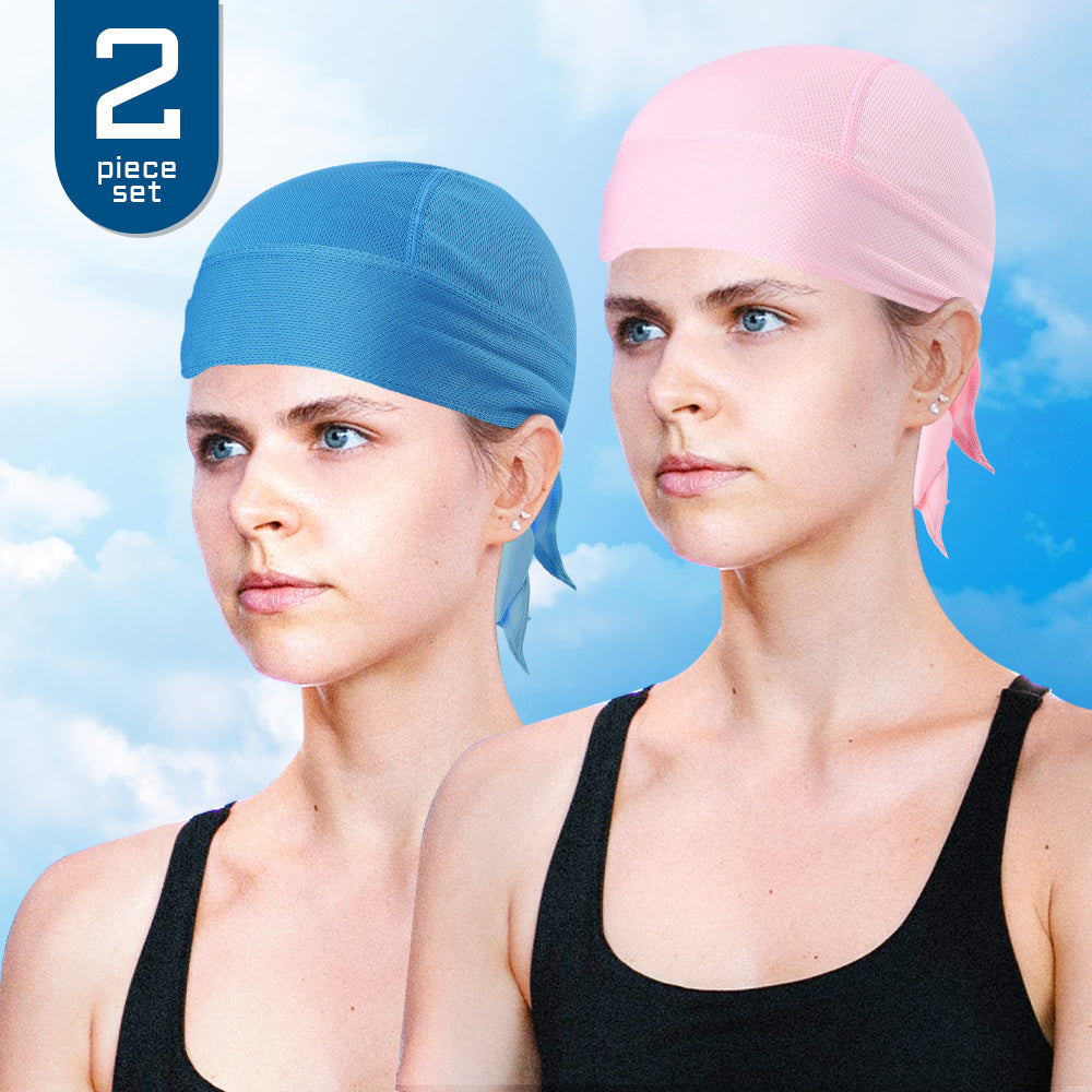2 Pcs Solid Beanie Elastic Skull Caps Breathable Turban Lace Up Bonnet Beanies