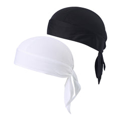 2 Pcs Solid Beanie Elastic Skull Caps Breathable Turban Lace Up Bonnet Beanies