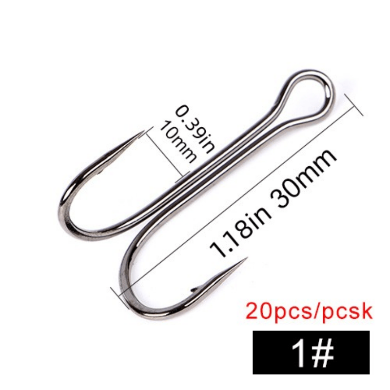20pcs Carp Fishing Double Hooks with Soft Worm Lures