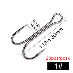 20pcs Carp Fishing Double Hooks with Soft Worm Lures
