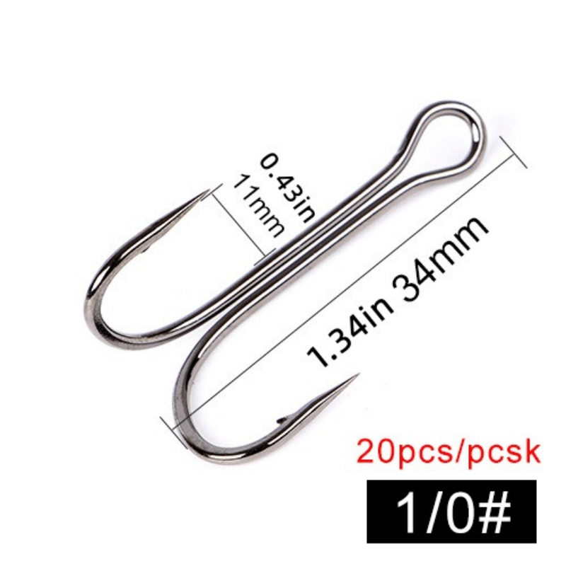 20pcs Carp Fishing Double Hooks with Soft Worm Lures