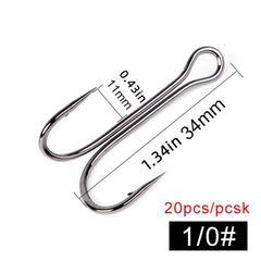 20pcs Carp Fishing Double Hooks with Soft Worm Lures